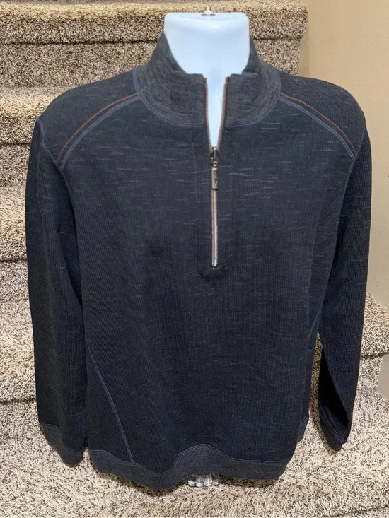 Like new *Tommy Bahama* reversible men’s 1/4 zip cotton pullover sweater - L