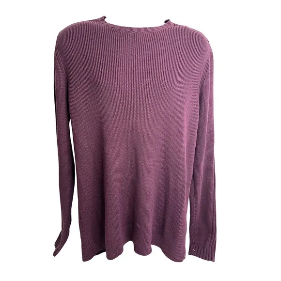 GUESS Sweater Mens XL Wine Red Quilted Yoke Pullover Knit Long Sleeve New Tag‎