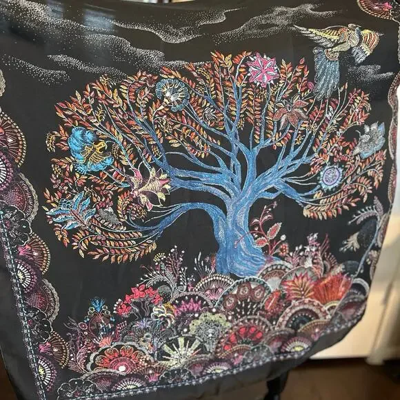 Whimsigoth Vintage Tree of Life Phoenix Silk Feel Scarf