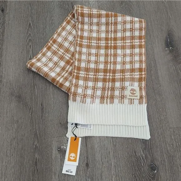 NWT Timberland Brown/White Buffalo Plaid Scarf One Size