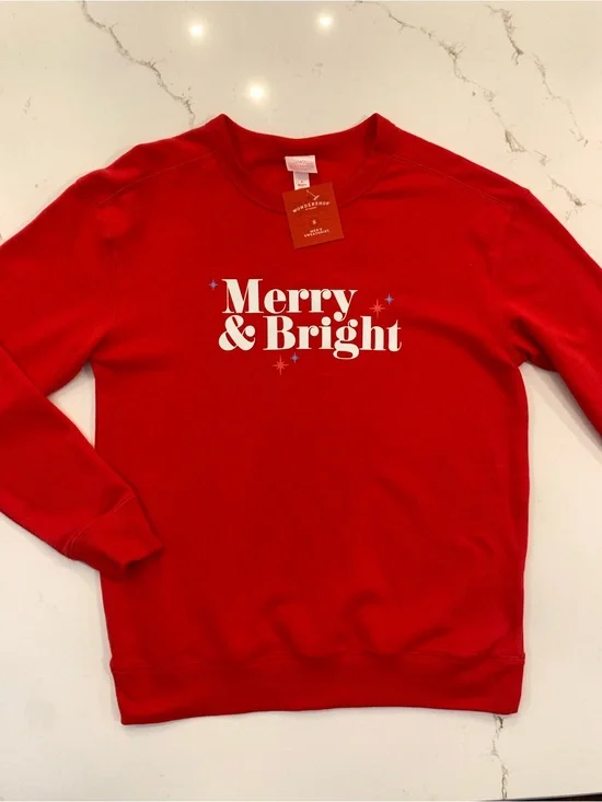 Red Holiday Sweatshirt “Merry & Bright