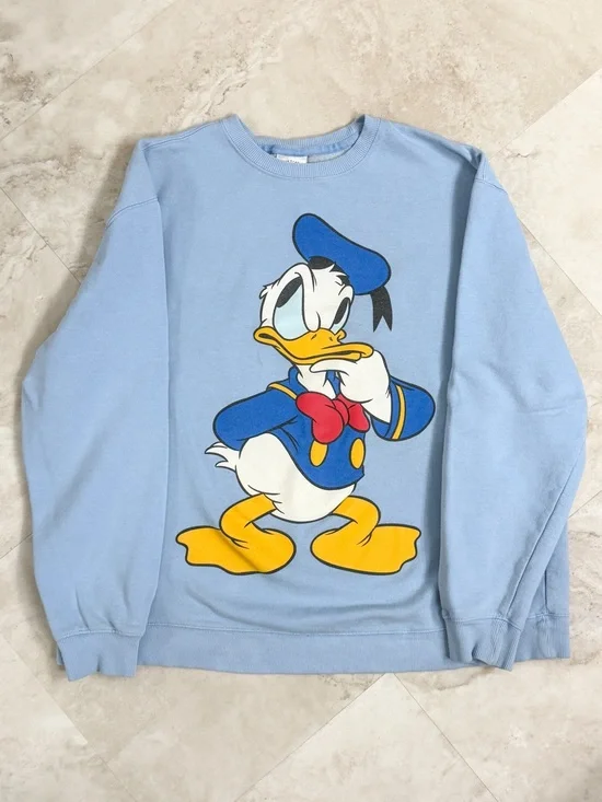 Vintage Disney Store Donald Duck Sweatshirt XL 90s Graphic Crewneck Blue