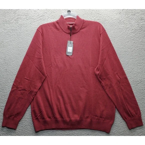 Greg Norman Golf Performance Sweater Mens XXL Dark Red Knit Thermolite 1/4 Zip