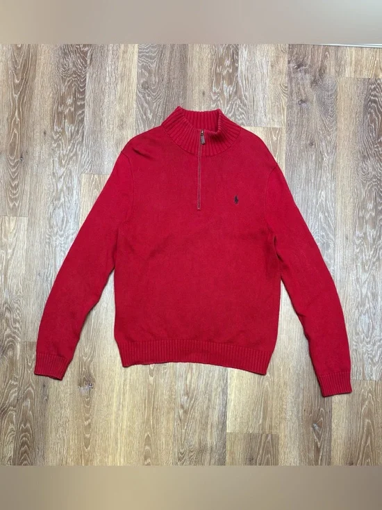 Polo by Ralph Lauren Red Zip-Neck Men's Sweater