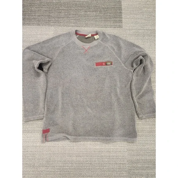 Vtg. LL Bean Tumbled Sherpa Crew‎ Pullover Front Pocket Gray Men's Size Large