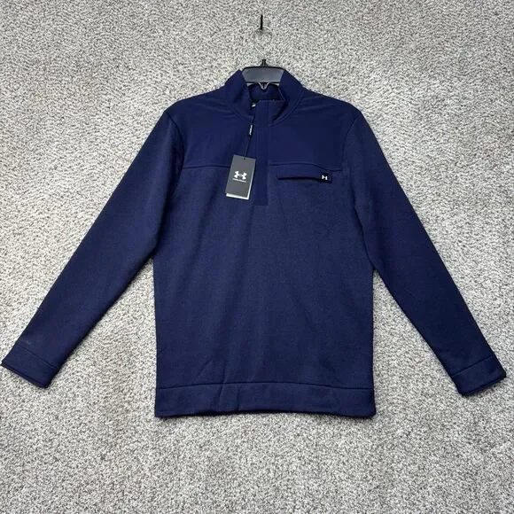 Under Armour Storm Sweater Men's Small‎ Blue 1/2 Zip Fleece Pullover Golf New