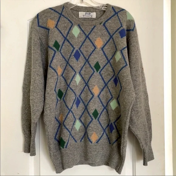 Vintage Pringle argyle wool sweater sz XS