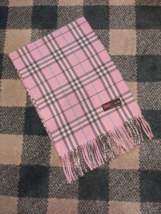 Touch Cashmere Pastel Pink And Baby Blue Flannel Scarf