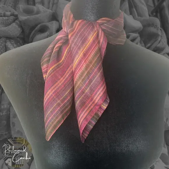 NY & CO Burgundy Striped Sheer Scarf