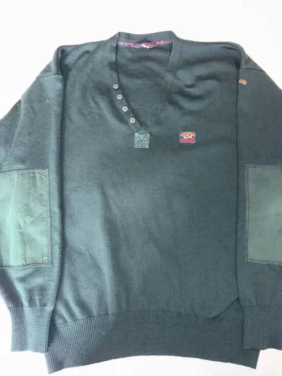Paul & Shark Yachting Men’s Green Knit Sweater XL Elbow Patch Pullover Italy