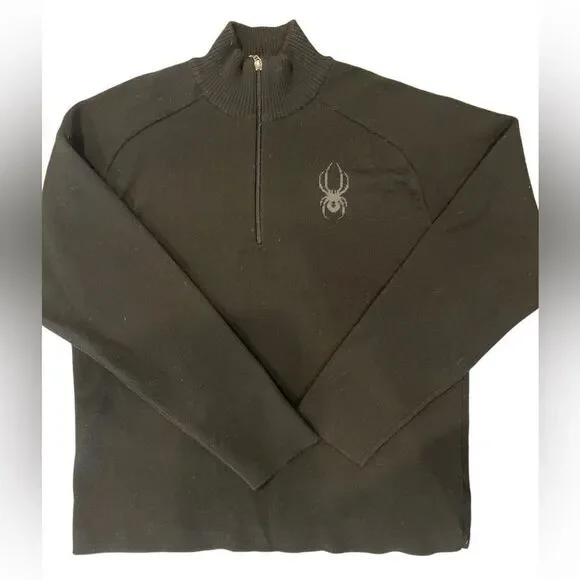 Spyder 1/4 zipper black‎ mock turtleneck sweater sz L