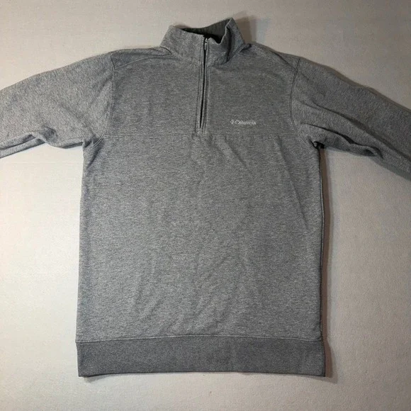 Columbia Mens Outdoor Quarter‎ Zip Cotton Blend Pullover Grey Medium