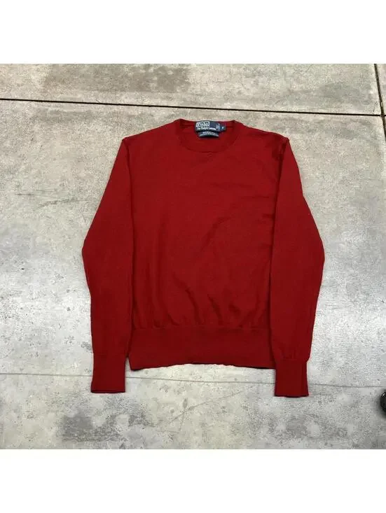 vintage polo ralph lauren red blank knit sweater size small
