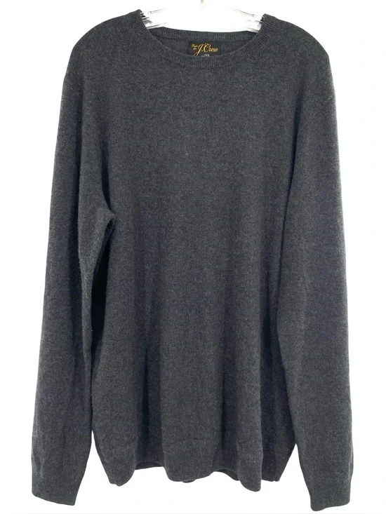 J. Crew Men’s Cashmere Crewneck Sweater Charcoal Gray XL Tall