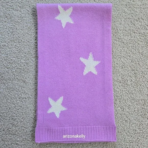 NWT Talbots Cashmere Lavender Scarf with White Stars