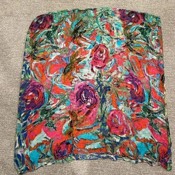 Anthropologie Lulla Collection by Bindya Floral Reversible Scarf shoulder Wrap