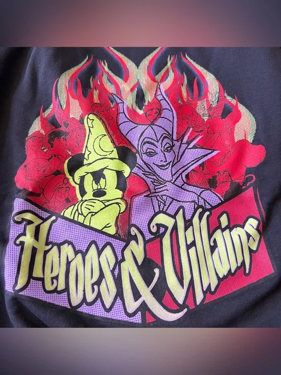 Disneyland Walt Disney World Black Graphic Crewneck Sweatshirt Mickey Villains