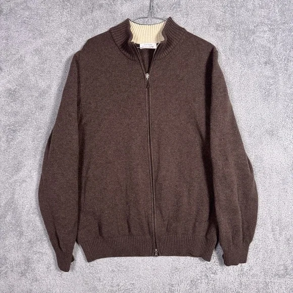 Gran Sasso Cashmere Geelong Sweater Mens EU 58 Italy Full Zip Cardigan Wool
