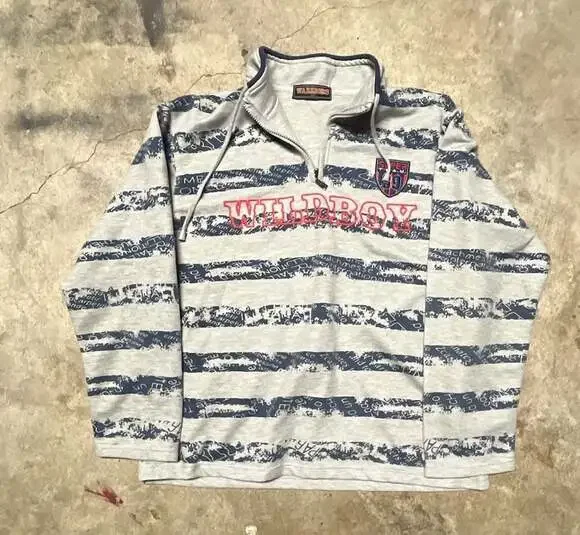 Warriors Brand Half-Zip Hoodie with Striped Graphic Print