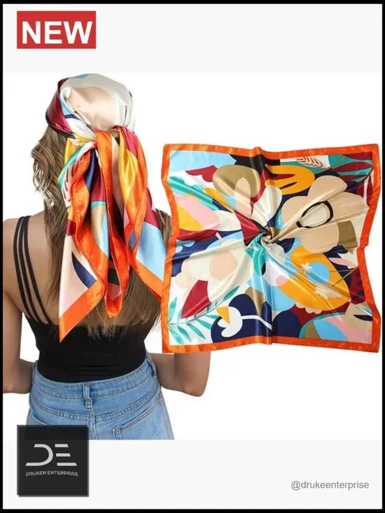 Large Satin Scarf Hair Wrap - Polyester Silk Scarf for Women