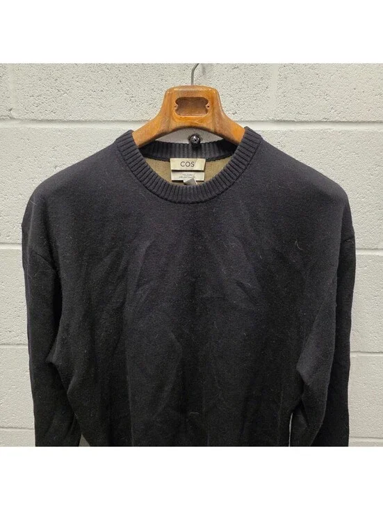 Cos Oversized Navy Men's Wool Knit Long Sleeve  Top Sweater  Black  24x29
