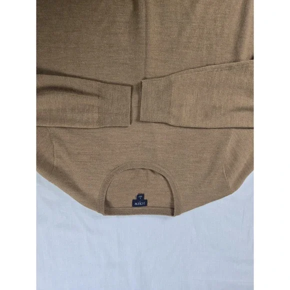 J Crew Sweater Mens Large Brown Merino Wool Crewneck Knit Pullover Lightweight