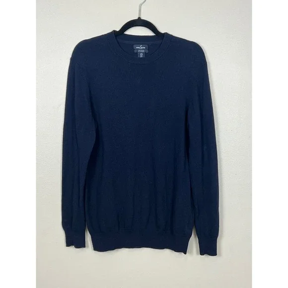 Daniel Hechter Paris Mens Small Navy Blue Cotton Cashmere Crew Neck Sweater