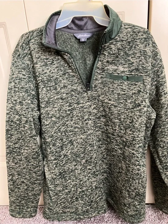 Eddie Bauer Green Marled Half-Zip Pullover