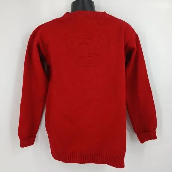 Mens vintage oiled wool red knit sweater size large dodo bird 70's style science