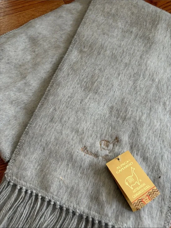 Alpaca Camargo Light Gray Alpaca-Blend Fringe Scarf