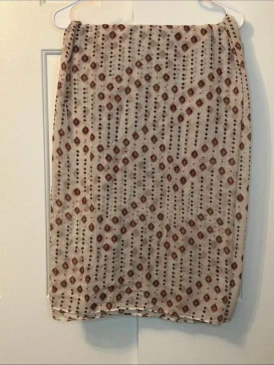 NWOT Large Square Cream Pink Patterned Infinity Scarf