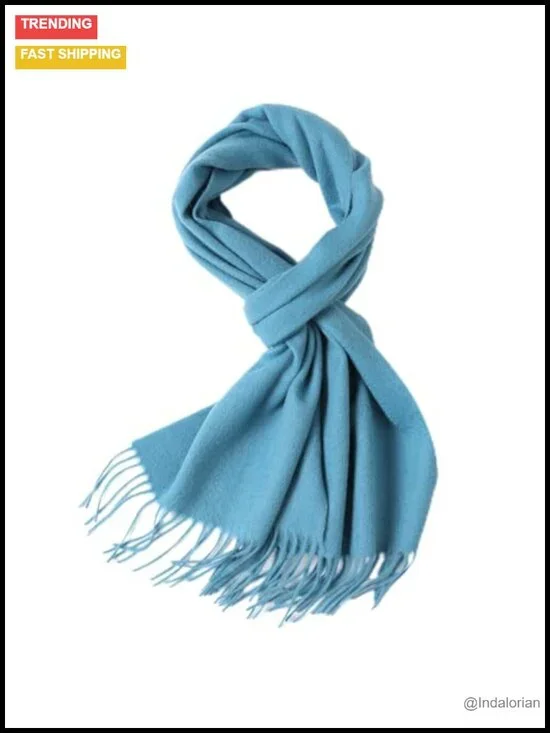 100% Wool Scarf with Tassels - Soft Winter Wrap for Men & Women