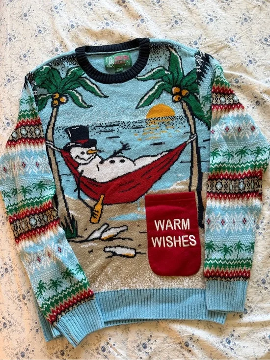 Ugly Christmas Sweater Men Crewneck - Light Blue