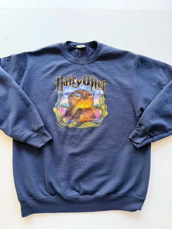 Port and Company Navy 'Hairy Otter' Graphic Crewneck