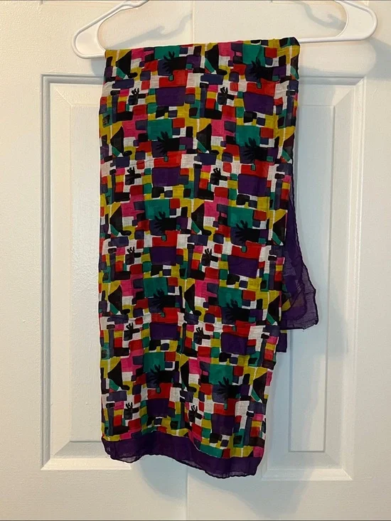 Vintage Putumayo Square Scarf Colorful Pattern