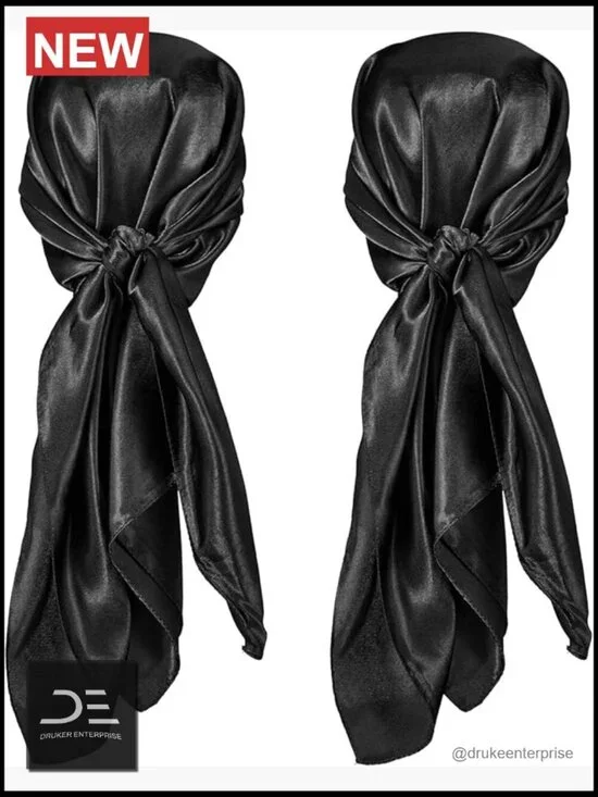 35 Inch Silky Head Scarf 2 Pcs Large Square Neck Scarf Sleeping Hair Wrapping