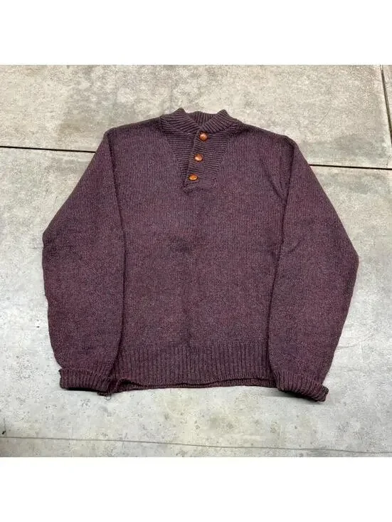vintage duster house made in usa harvard square burgundy knit sweater size large