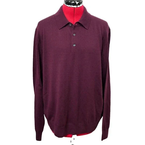 Brooks Brothers Men’s Maroon 100% Merino Wool Sweater Size Large NWT