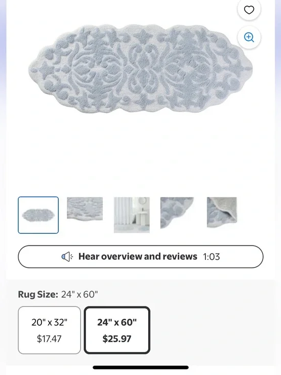 Bathroom Accent Rug - Light Gray Decorative Bath Mat