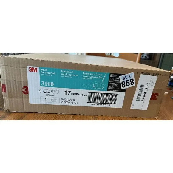 3M 3100 Burnishing Pad,17‎ In,Aqua,Pk5
