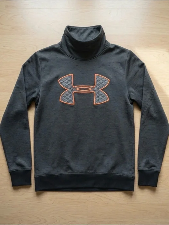 Under Armour ColdGear Quilted Logo Fleece Pullover Mock Neck Sweatshirt