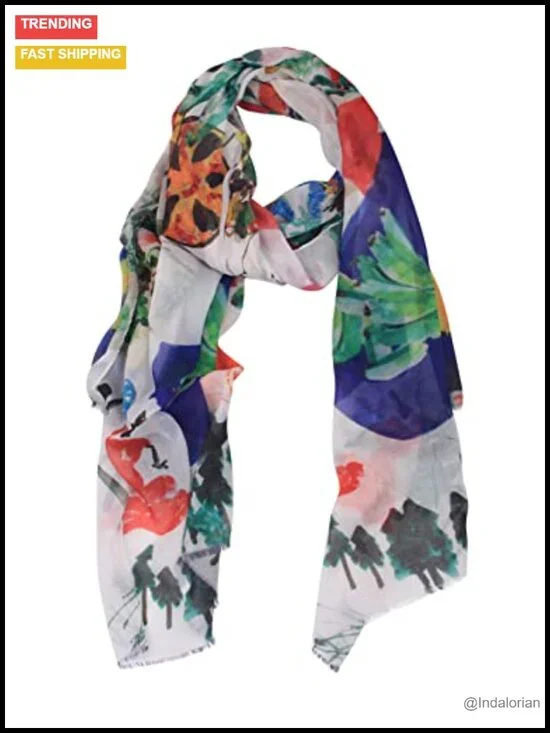 Lightweight Print Scarf Shawl Wrap 100% Polyester Fashion Accessory