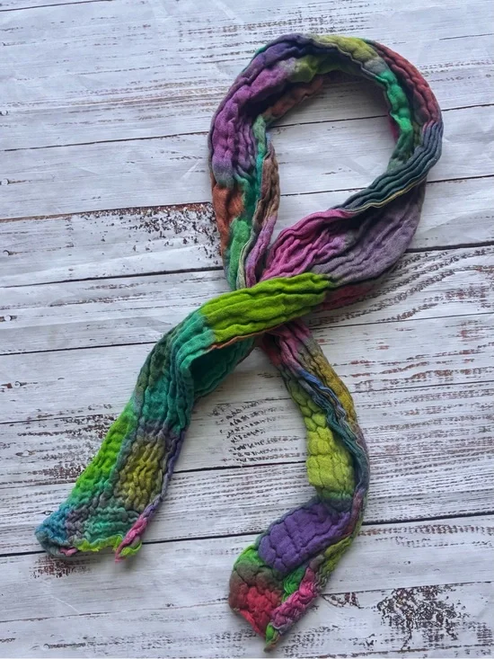 Hand-Dyed Multicolor Textured Scarf Pashmina Rave