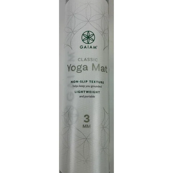 Gaiam Classic Yoga Mat 3 mm Non Slip Texture Lightweight Portable‎ Gray