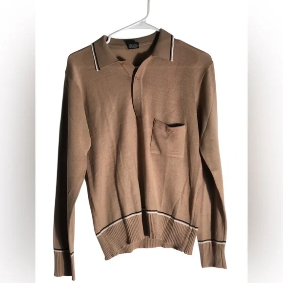Vintage Paolo Ricci 1/4 button lightweight brown sweater Sz Small