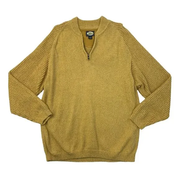 Vintage Tommy Bahama Sweater Mens L Curry Quarter Zip Cotton Wool Blend Pullover