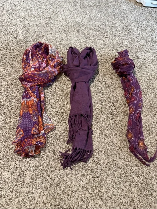 Set of 3 Scarves- Women's Purple Scarves