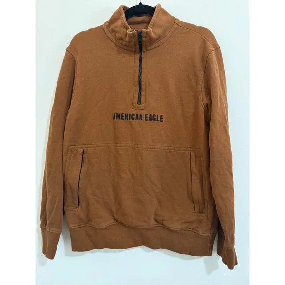 Men's American Eagle Quarter Zip pullover Camel Brown Size Small SKU 0149