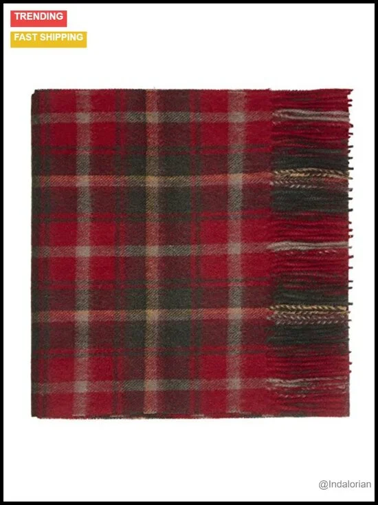 100% Lambswool Tartan Plaid Scarf 68x11 inches