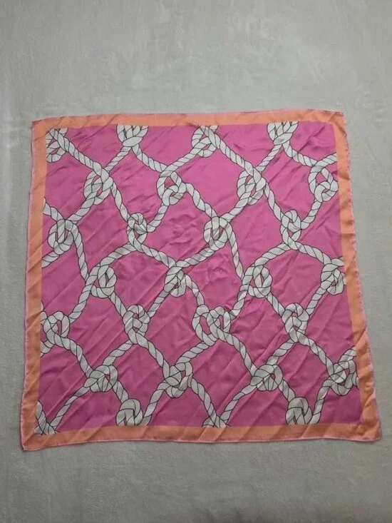 New Anthropologie Celandine pink nautical rope knot design 27x27 scarf